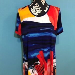 Jane & Jess Woman's Watercolor Dress Monet Print Watercolor Art EUC Size Medium